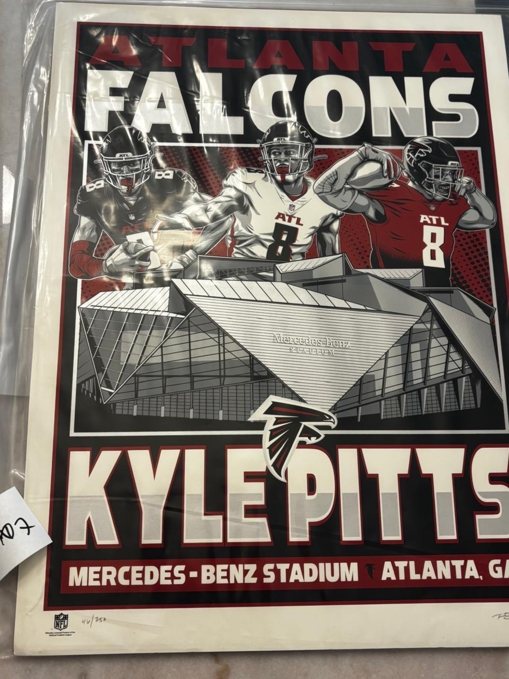 Kyle Pitts NFL/NFLPA Limited Edition Art Print 46/250 18x24 #A107